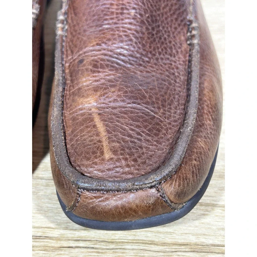 MERRELL Men's Rally Moc 9.5 Dark Earth Leather Driving Loafers Slip On J38507